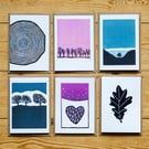 Set of six blank TREE inspired greetings cards