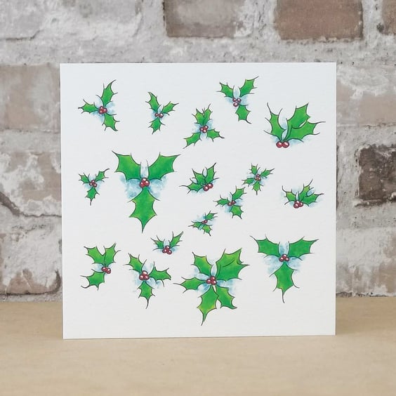 S A L E  Christmas Card Holly Ecofriendly