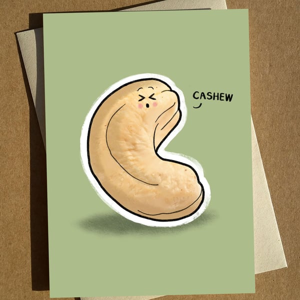 Cashew Greeting Card A6 - Funny Get Well Cartoon Birthday Card Humour Pun
