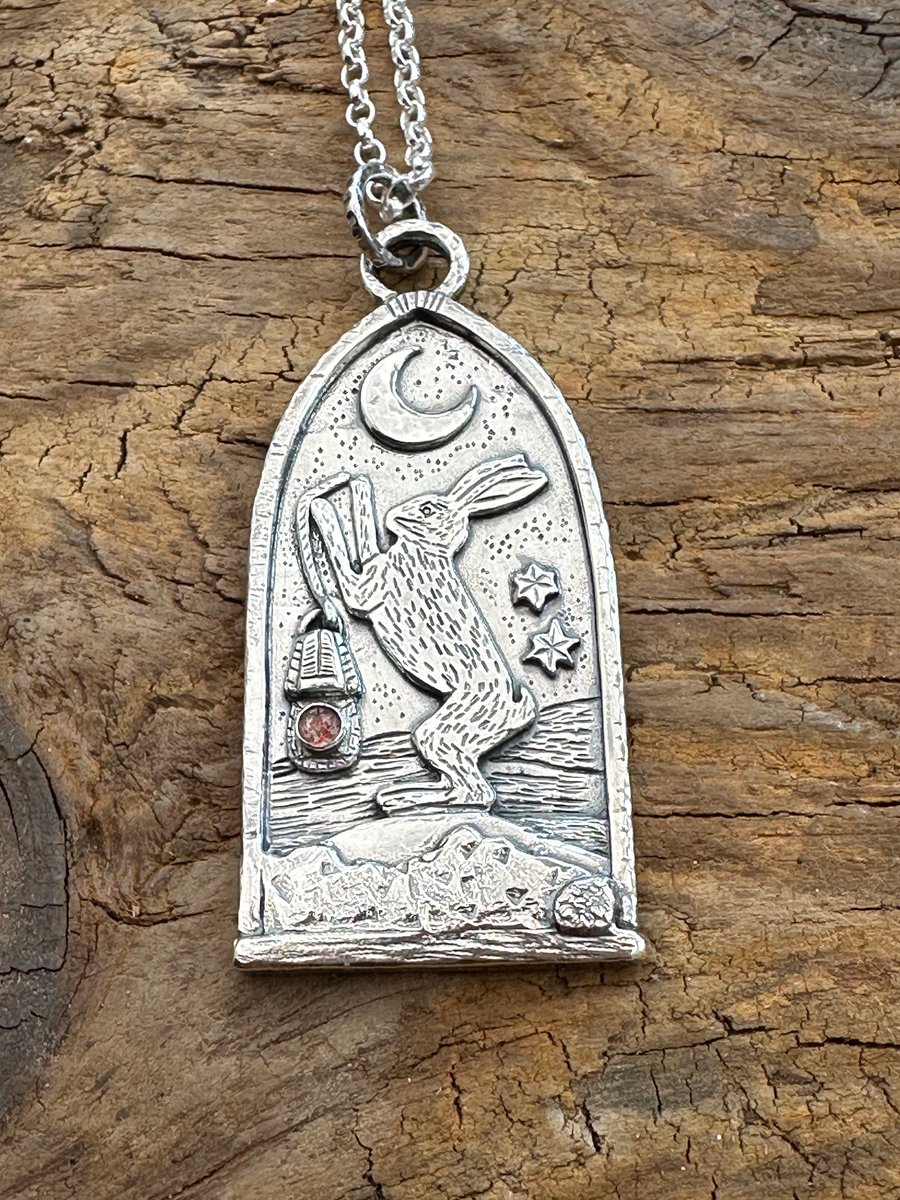 Nightwatch Hare Pendant with Sunstone