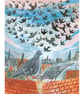 Pigeons on the roof A3 Print - Image 2