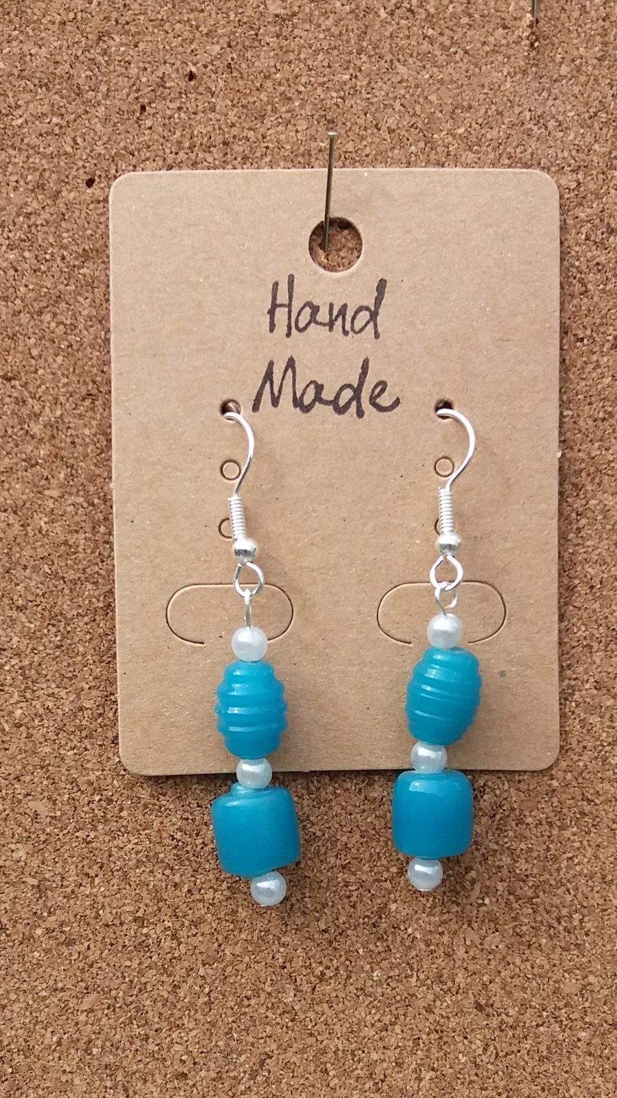 BB07 Blue Glass Bead Earrings