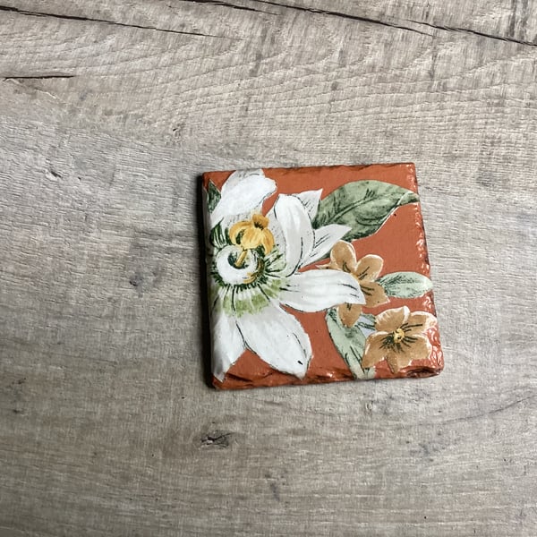 Decoupage slate coaster floral