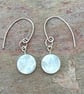 Round Disc Mother of Pearl and Sterling Silver Earrings