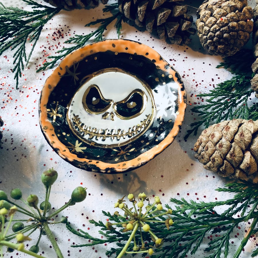 Jack skeleton unique ring dish, gothic, nightmare before Christmas 