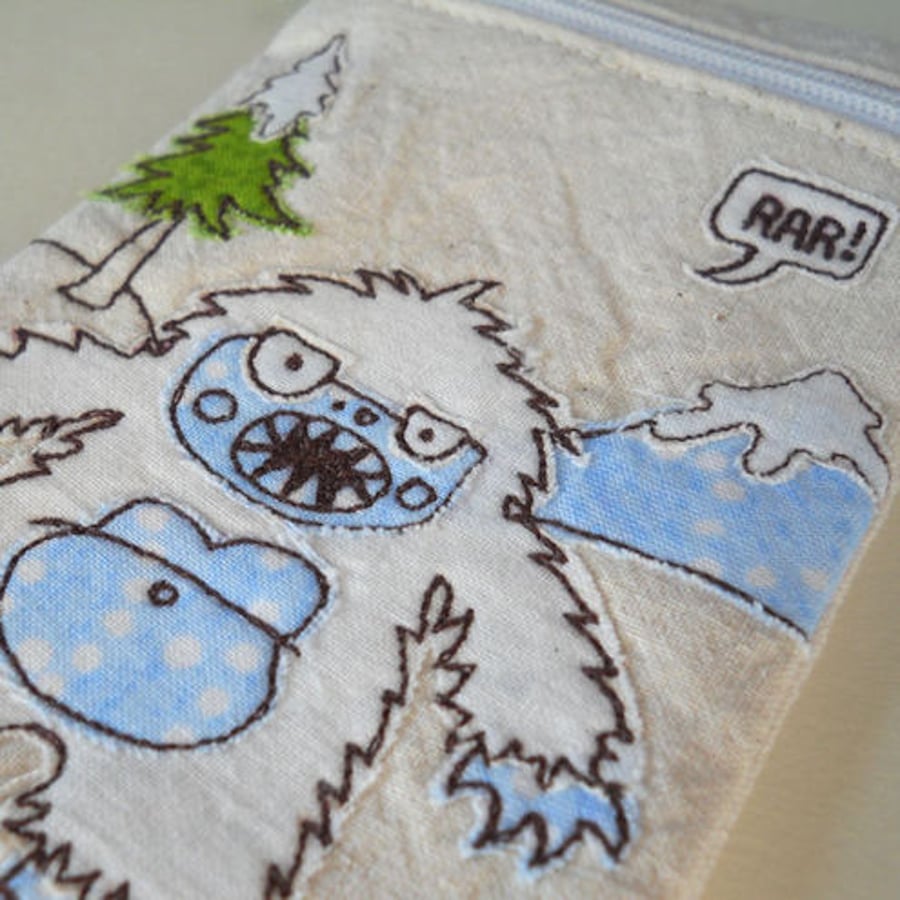 gadget case / phone case - embroidered yeti monster
