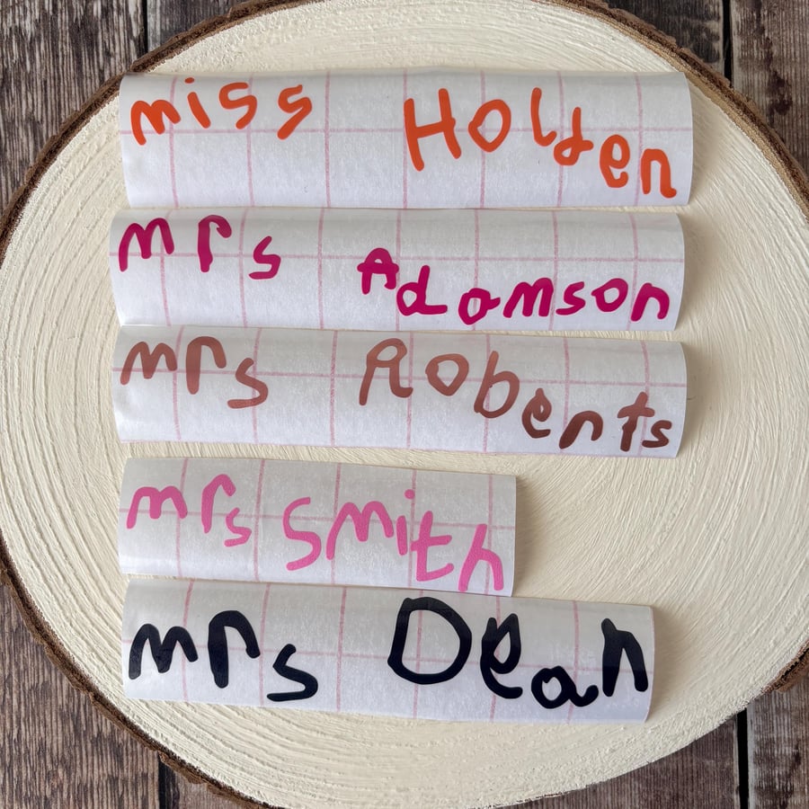 Personalised Vinyl Decals: Custom Labels, Children's Handwriting
