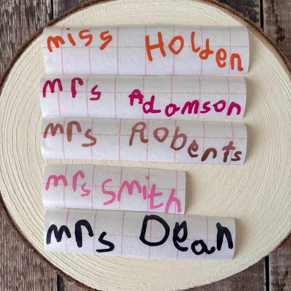Personalised Vinyl Decals: Custom Labels, Children's Handwriting
