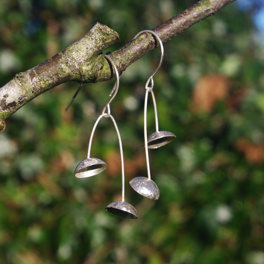 Silver Bell  Dangle Earrings 