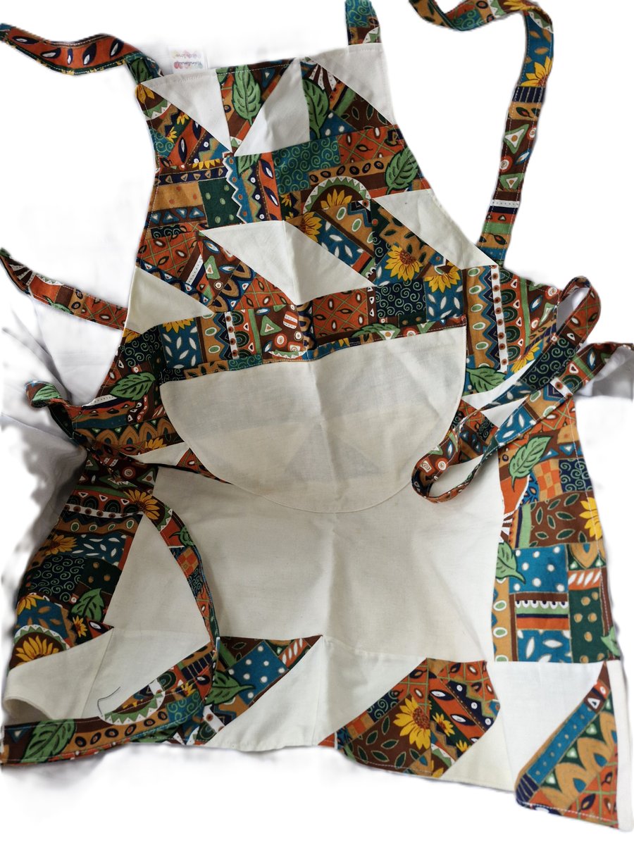 Perfectly imperfect patchwork apron with large front pocket