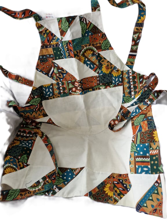 Perfectly imperfect patchwork apron with large front pocket