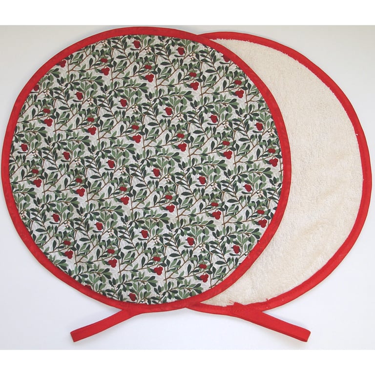 Aga Hob Lid Mats Pads Pair Hats Round Cover William Morris Arbutus Red Berries