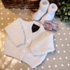 White Baby Cardigan  & Matching Booties 0-6 months size