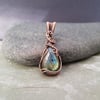 Dainty Labradorite and Copper Wire Wrapped Necklace