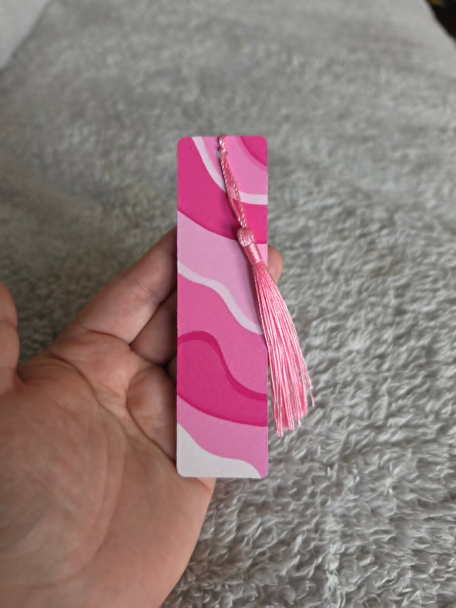Hand-Painted Pink Wooden Bookmark With Tassel