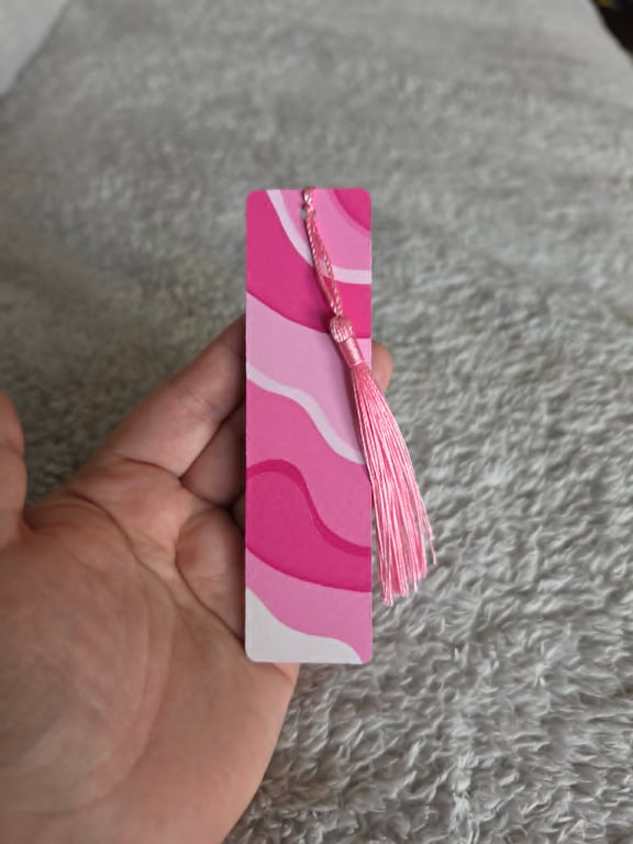 Hand-Painted Pink Wooden Bookmark With Tassel