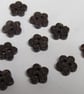 10 Small Dark 11mm Flower Shaped Coconut Buttons - Image 3