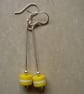 Yellow and White Stripe Dangle Earrings