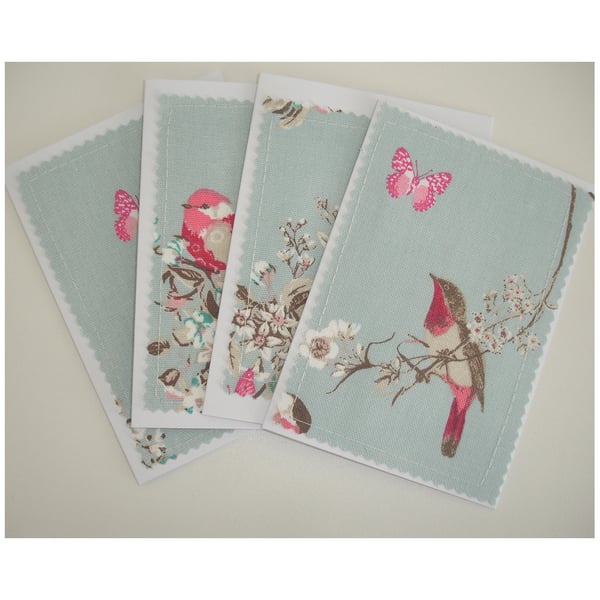 Pack of Four Bird And Butterfly Blank Greetings Cards Notelets Birds x 4