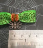 Green Spider Web Hair Bow: Silver Spider Charm Barrette - Image 6