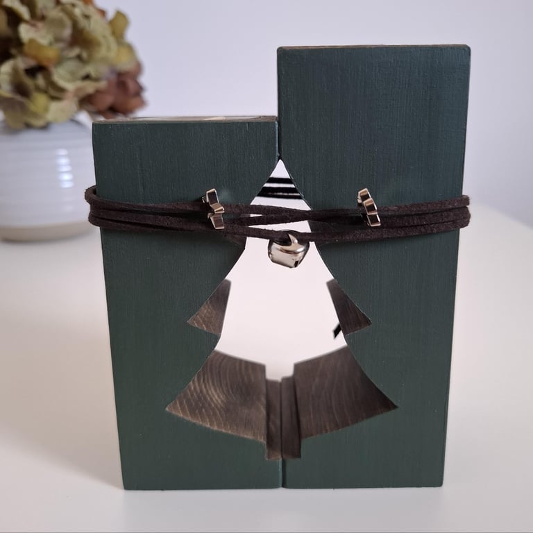 Tea Light Holder, Handmade Wooden Holiday Decor
