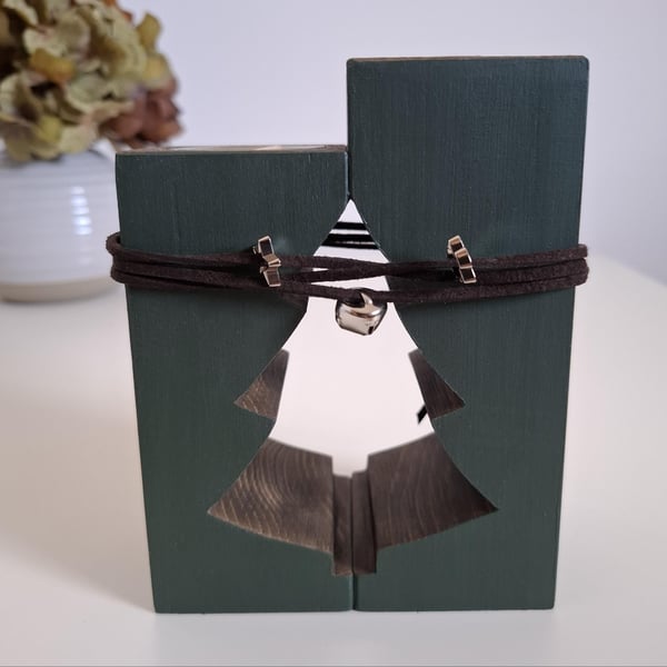 Tea Light Holder, Handmade Wooden Holiday Decor