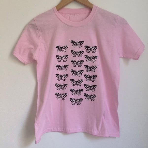 moth kids printed light pink T Shirt moth pattern