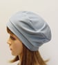 Light grey cotton jersey beret, unlined hat, chemo hat, alopecia, hair loss