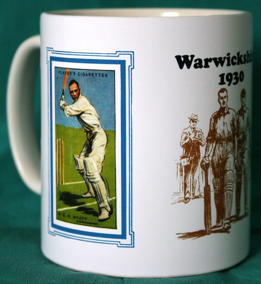 Cricket mug Warwickshire Warks 1930 vintage design mug
