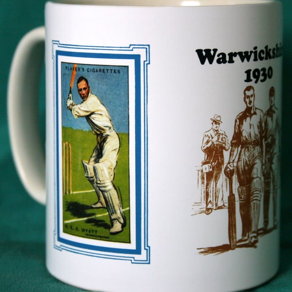 Cricket mug Warwickshire Warks 1930 vintage design mug