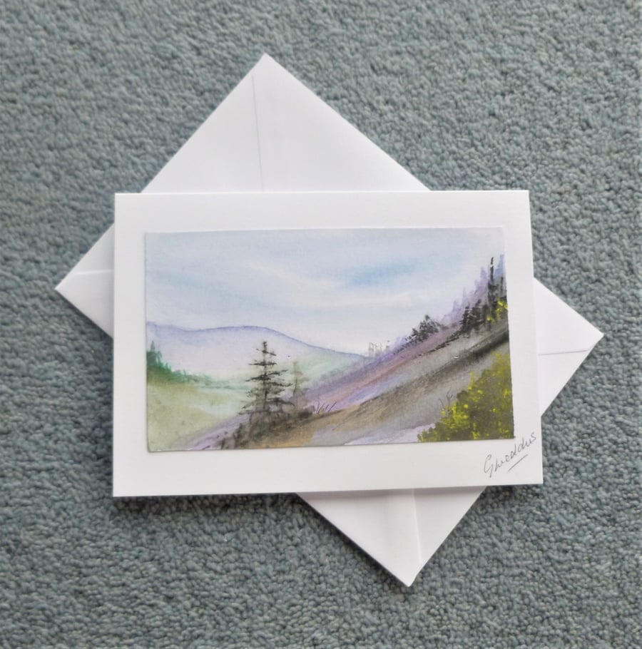 hand painted watercolour landscape greetings card ( ref F 394.B8 )