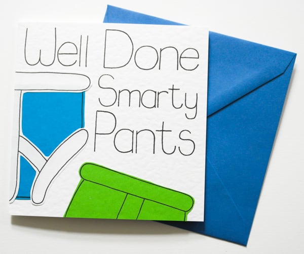 Well Done Smarty Pants Exam Congratulations Card, New Job Card for Him 