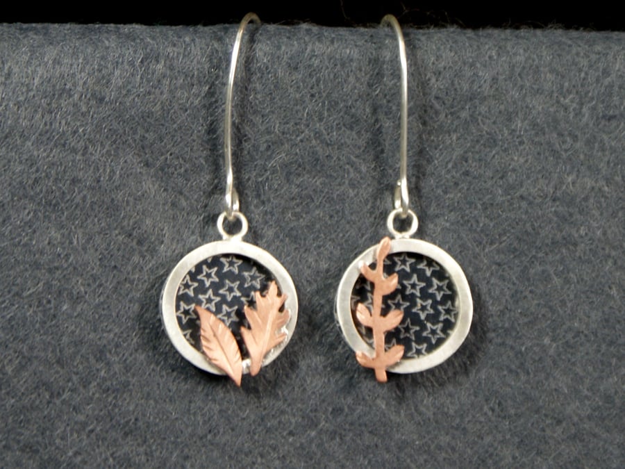 Star and leaf mismatched earrings