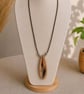 Upcycled Wood Pendant Necklace with Natural Bark Inlay Reclaimed Wood Jewellery - Image 1