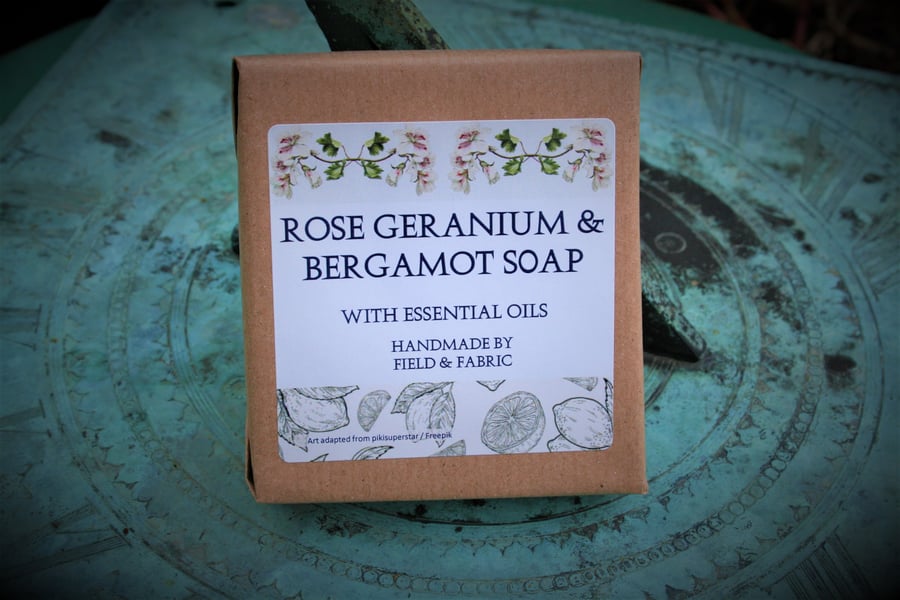 90g Rose Geranium & Bergamot soap 