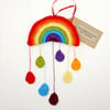 Crochet Rainbow and Raindrops  Hanger