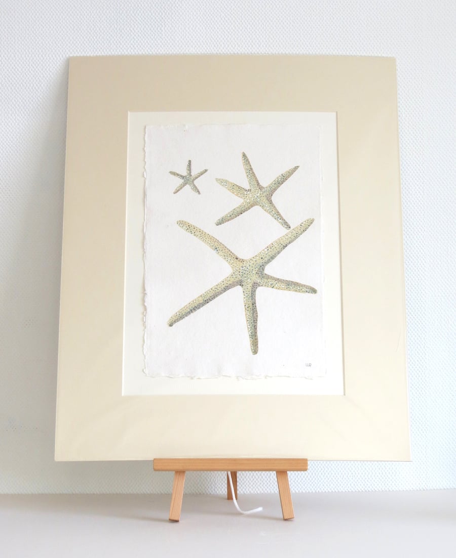 Seconds Sunday sale original watercolour painting of starfish ready to frame