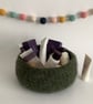 FELTED 'FUSSPOT' BOWL, desk tidy. Dark green . Home decor . - Image 3