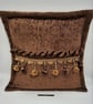 Brown, frilled, envelope back soft touch 18" cushion cover with flange. - Image 7