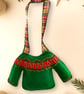Fair isle Christmas jumper decoration, embroidered tree bauble, tartan red green - Image 1