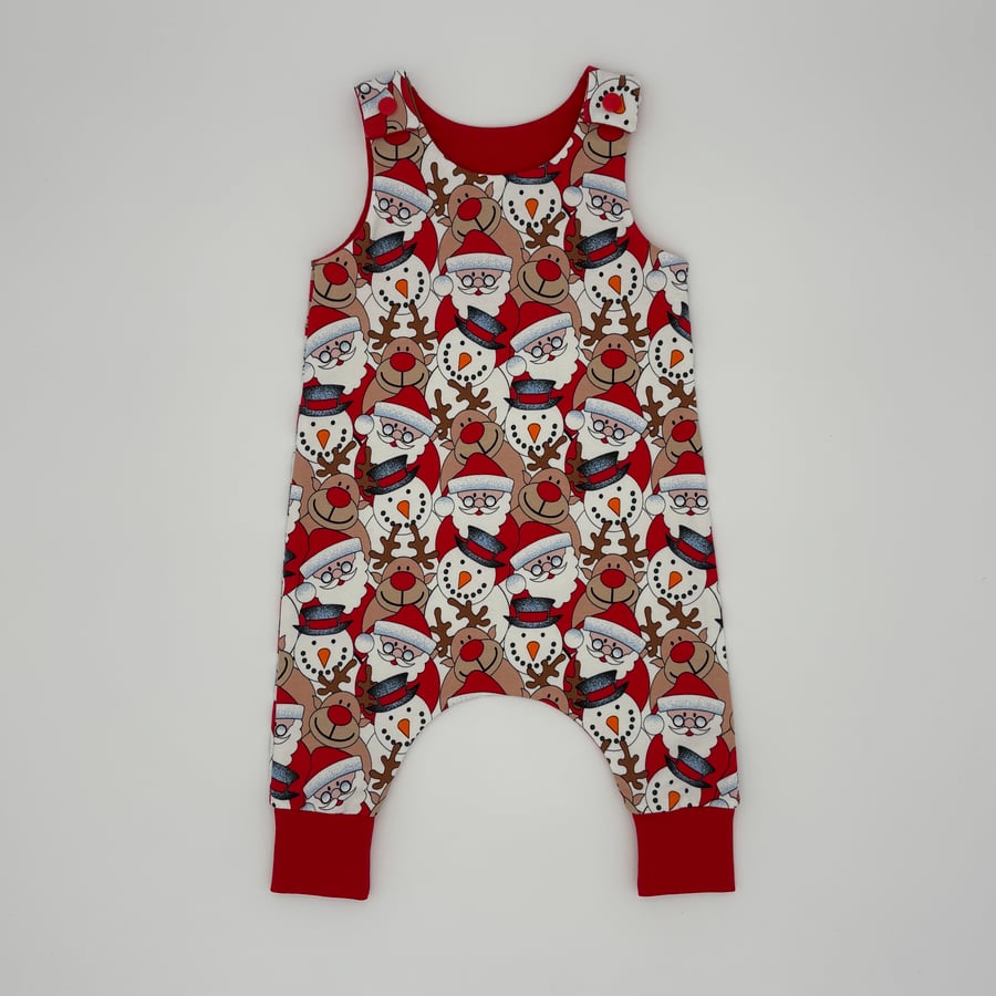 Santa and friends handmade baby romper
