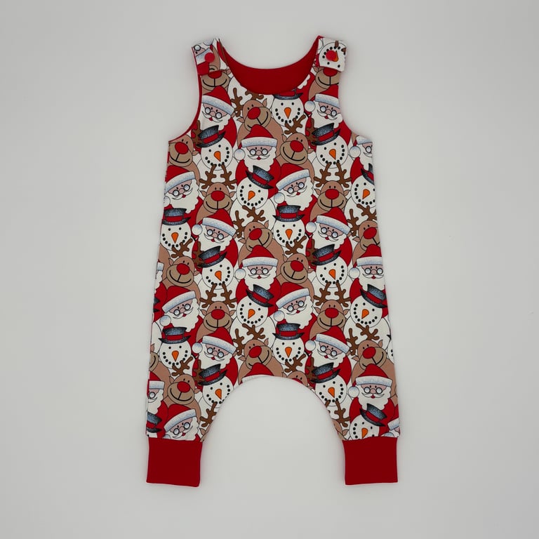 Santa and friends handmade baby romper