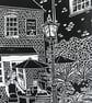 The Courtyard Cafe Limited Edition Lino Print in Black - Image 3