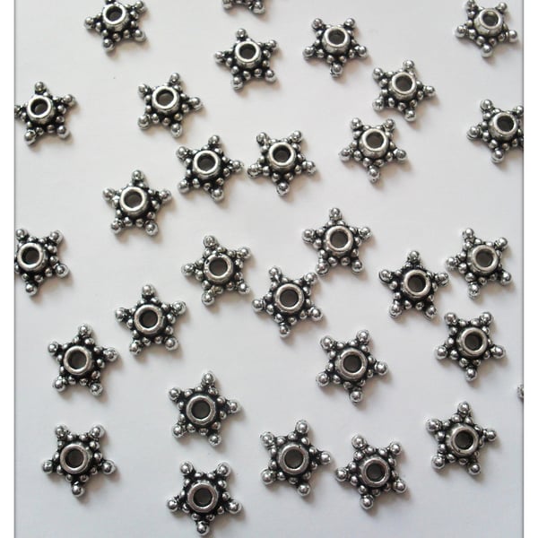 20 x Tibetan Silver Plated Beadcaps - 9mm - Starfish 