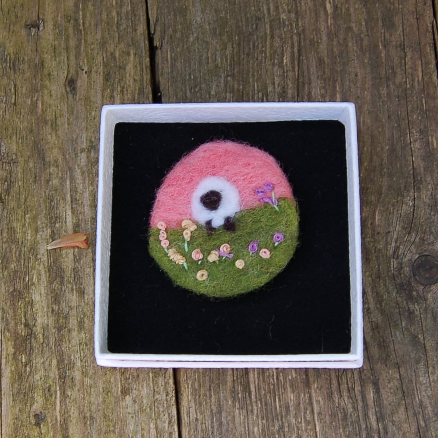 Sheep Needle felt brooch 