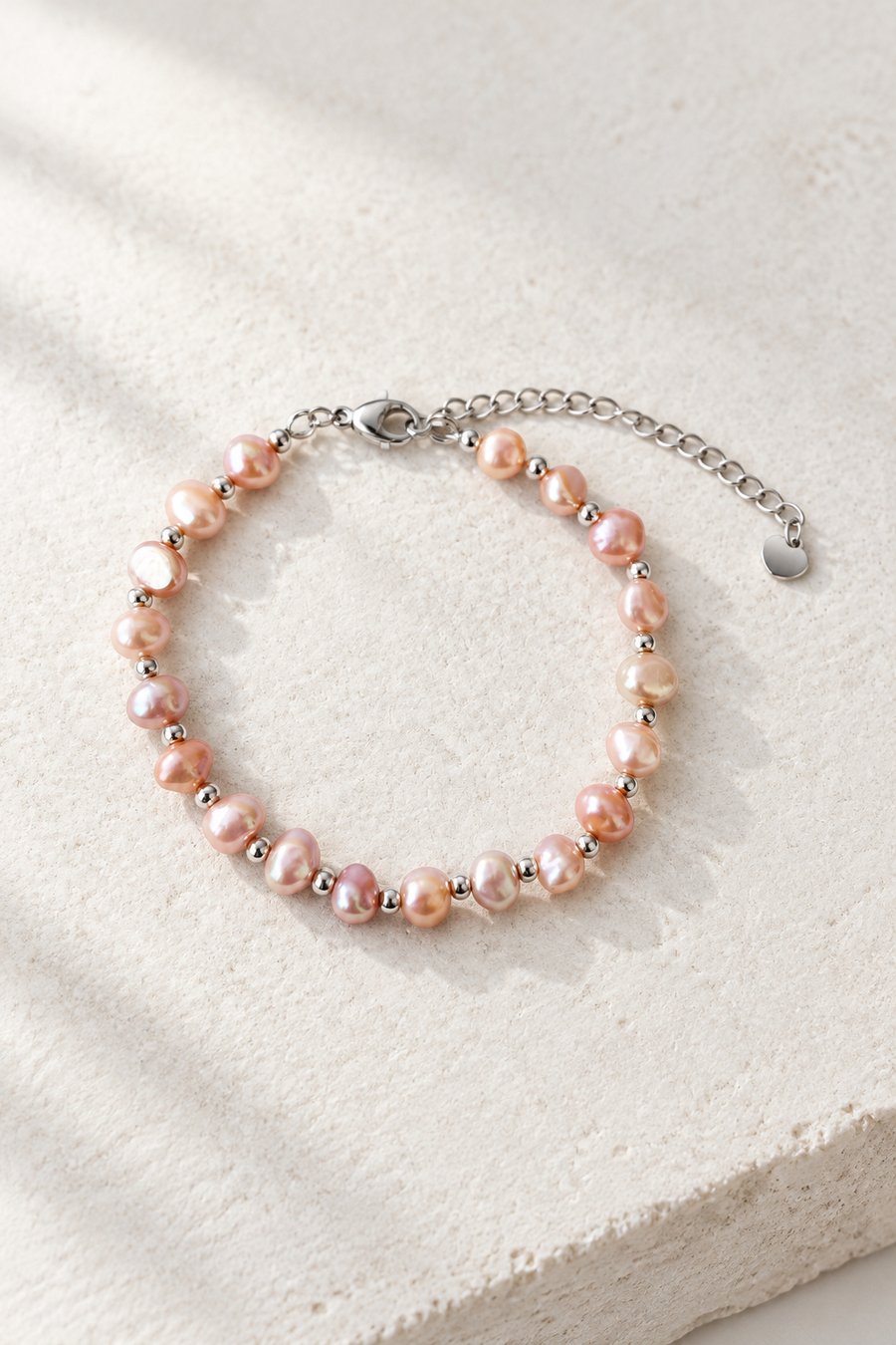 Irregular Pink Pearl Beaded Bracelet