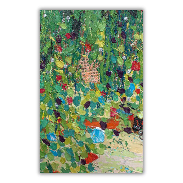 A small mounted abstract painting - flowers - textured art - letterbox gift 