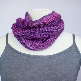 Cowl snood neck warmer scarf crochet no animal fibres vegan