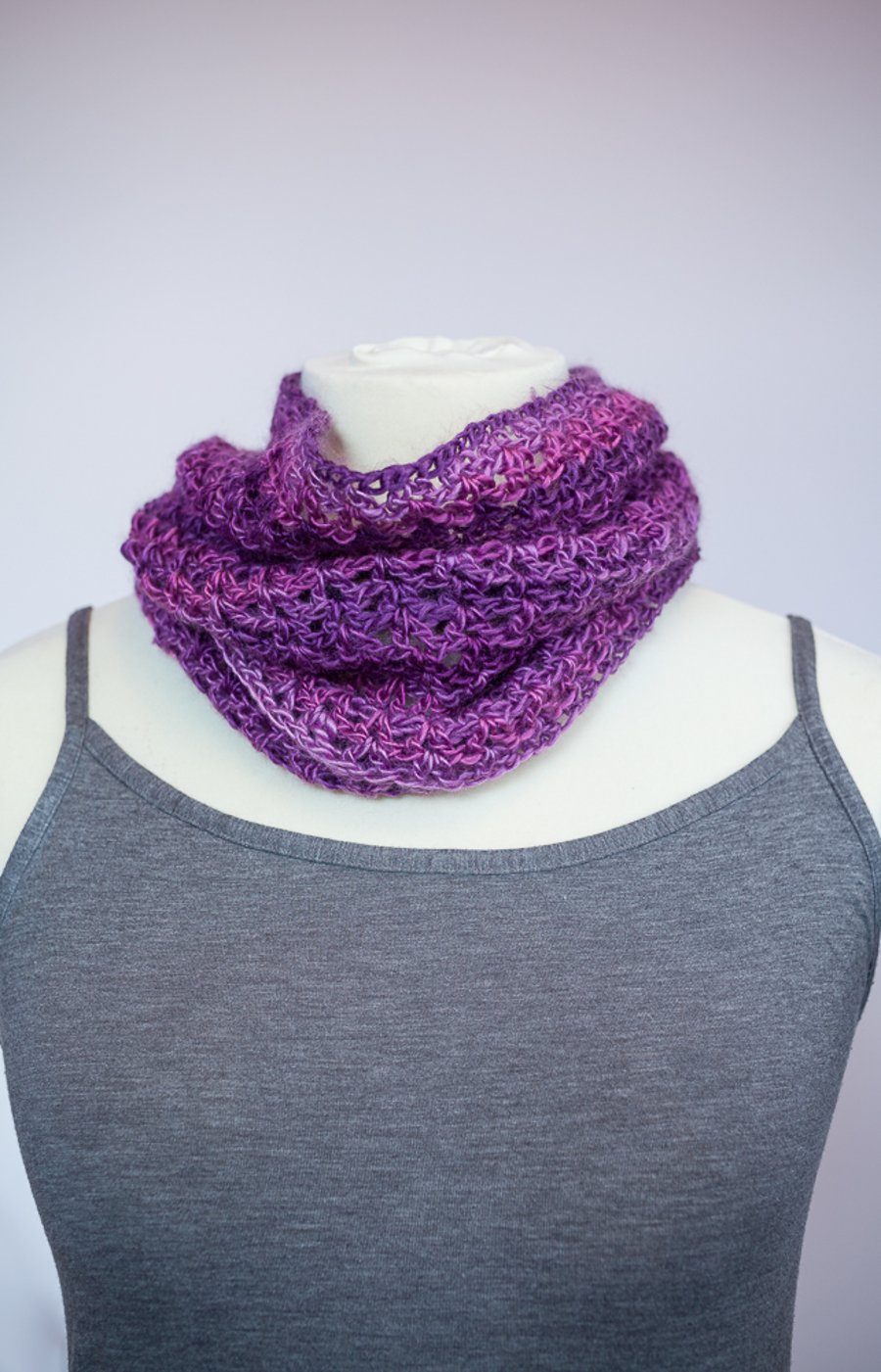 Cowl snood neck warmer scarf crochet no animal fibres vegan
