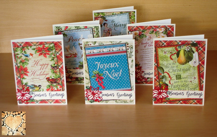 Christmas Cards, set of 6, Twelve Days of Christmas theme